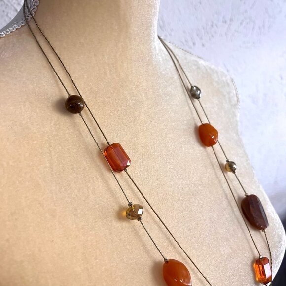 Layered Long Necklace Handmade 32 in ext. 2.5 in‎ - Picture 6 of 10